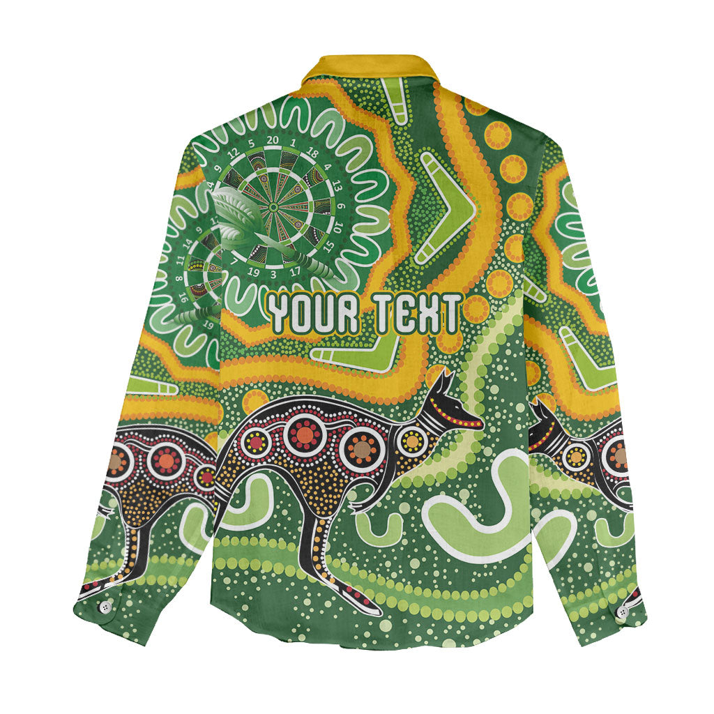 Australia Darts Personalised Women Casual Shirt Aboriginal Dot Art Boomerang Indigenous Style Graphic