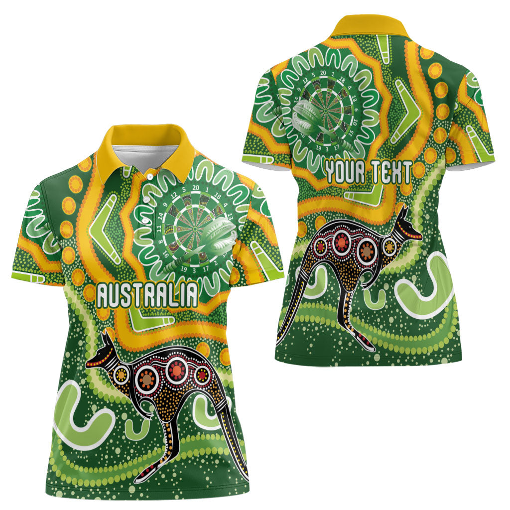 Australia Darts Personalised Women Polo Shirt Aboriginal Dot Art Boomerang Indigenous Style Graphic