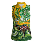 Australia Darts Personalised Women Sleeveless Polo Shirt Aboriginal Dot Art Boomerang Indigenous Style Graphic