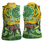 Australia Darts Personalised Women Sleeveless Polo Shirt Aboriginal Dot Art Boomerang Indigenous Style Graphic