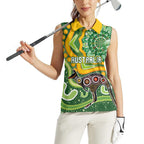 Australia Darts Personalised Women Sleeveless Polo Shirt Aboriginal Dot Art Boomerang Indigenous Style Graphic
