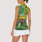 Australia Darts Personalised Women Sleeveless Polo Shirt Aboriginal Dot Art Boomerang Indigenous Style Graphic