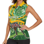 Australia Darts Personalised Women Sleeveless Polo Shirt Aboriginal Dot Art Boomerang Indigenous Style Graphic