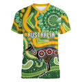 Australia Darts Personalised Women V-Neck T-Shirt Aboriginal Dot Art Boomerang Indigenous Style Graphic