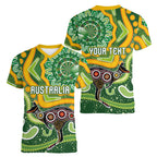 Australia Darts Personalised Women V-Neck T-Shirt Aboriginal Dot Art Boomerang Indigenous Style Graphic