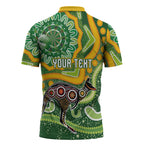 Australia Darts Personalised Zipper Polo Shirt Aboriginal Dot Art Boomerang Indigenous Style Graphic