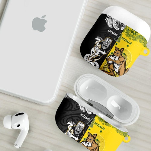 Aotearoa New Zealand and Australia Rugby AirPods Case Maori Koru and Aboriginal Dot Art Cultural Heritage