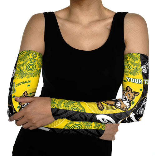 Aotearoa New Zealand and Australia Rugby Personalized Arm Sleeves Maori Koru and Aboriginal Dot Art Cultural Heritage
