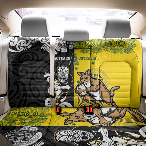 Aotearoa New Zealand and Australia Rugby Back Car Seat Cover Maori Koru and Aboriginal Dot Art Cultural Heritage