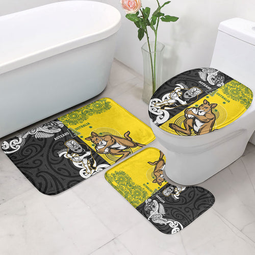 Aotearoa New Zealand and Australia Rugby Bathroom Set Maori Koru and Aboriginal Dot Art Cultural Heritage