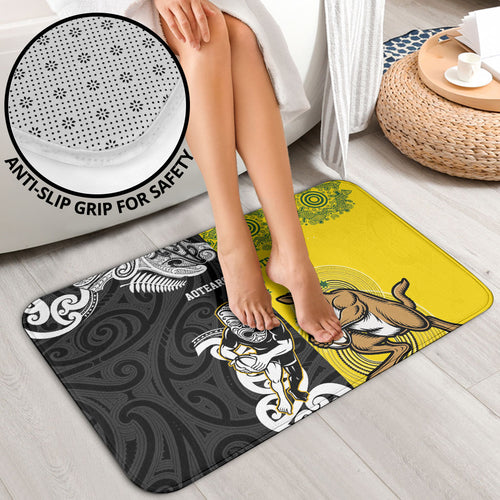 Aotearoa New Zealand and Australia Rugby Bathroom Set Maori Koru and Aboriginal Dot Art Cultural Heritage