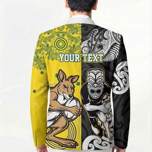 Aotearoa New Zealand and Australia Rugby Personalized Blazer Maori Koru and Aboriginal Dot Art Cultural Heritage