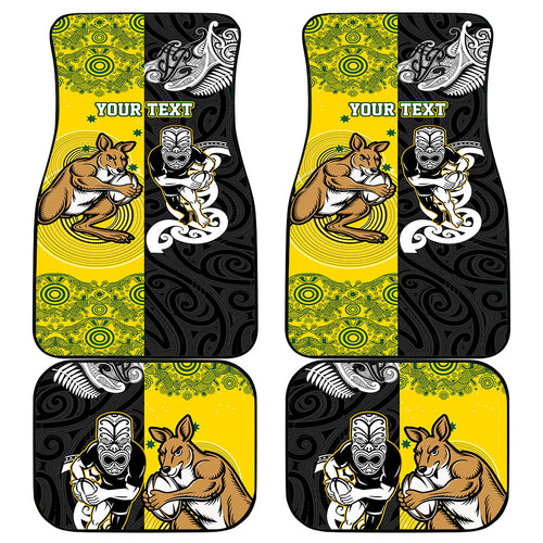Aotearoa New Zealand and Australia Rugby Personalized Car Mats Maori Koru and Aboriginal Dot Art Cultural Heritage