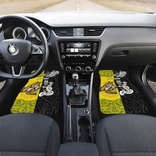 Aotearoa New Zealand and Australia Rugby Personalized Car Mats Maori Koru and Aboriginal Dot Art Cultural Heritage