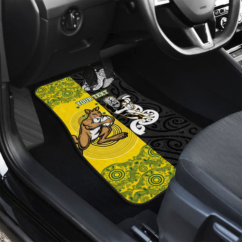 Aotearoa New Zealand and Australia Rugby Personalized Car Mats Maori Koru and Aboriginal Dot Art Cultural Heritage