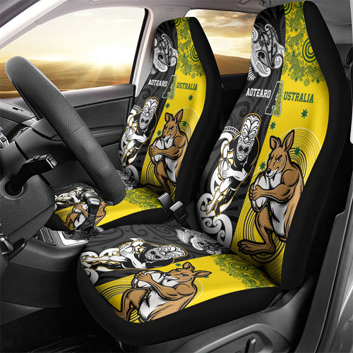 Aotearoa New Zealand and Australia Rugby Car Seat Cover Maori Koru and Aboriginal Dot Art Cultural Heritage