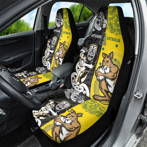 Aotearoa New Zealand and Australia Rugby Car Seat Cover Maori Koru and Aboriginal Dot Art Cultural Heritage
