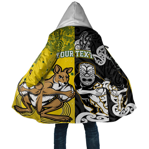 Aotearoa New Zealand and Australia Rugby Personalized Cloak Maori Koru and Aboriginal Dot Art Cultural Heritage