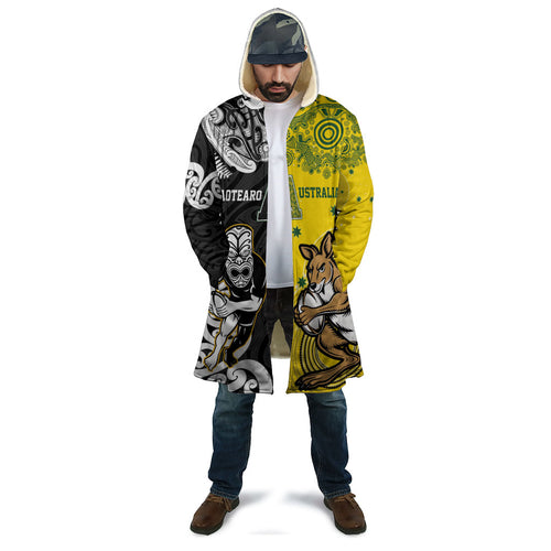 Aotearoa New Zealand and Australia Rugby Personalized Cloak Maori Koru and Aboriginal Dot Art Cultural Heritage