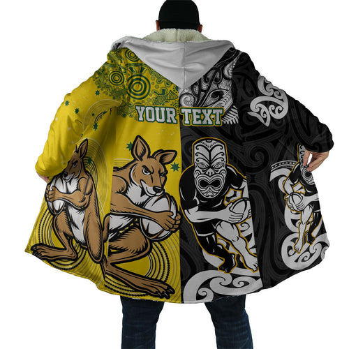 Aotearoa New Zealand and Australia Rugby Personalized Cloak Maori Koru and Aboriginal Dot Art Cultural Heritage