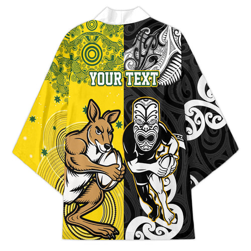 Aotearoa New Zealand and Australia Rugby Personalized Kimono Maori Koru and Aboriginal Dot Art Cultural Heritage