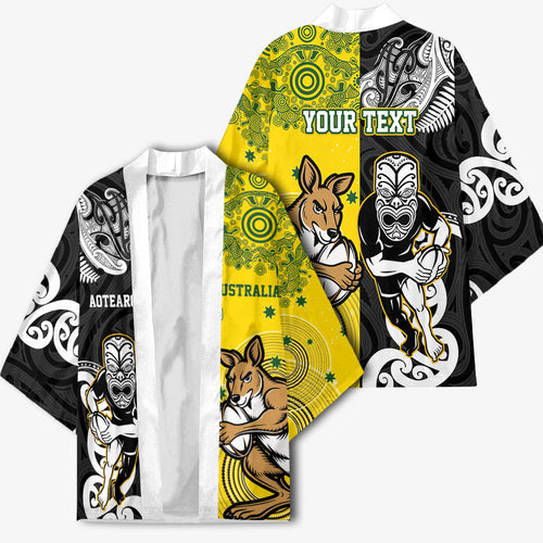 Aotearoa New Zealand and Australia Rugby Personalized Kimono Maori Koru and Aboriginal Dot Art Cultural Heritage