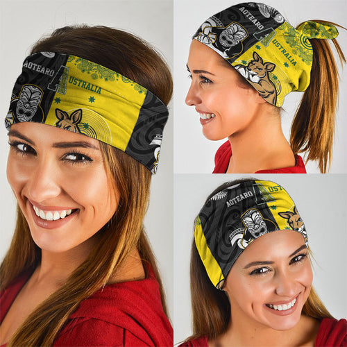 Aotearoa New Zealand and Australia Rugby Neck Gaiter Maori Koru and Aboriginal Dot Art Cultural Heritage