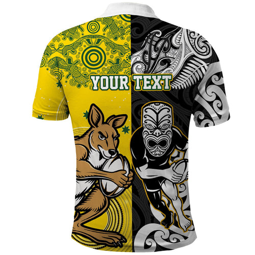 Aotearoa New Zealand and Australia Rugby Personalized Polo Shirt Maori Koru and Aboriginal Dot Art Cultural Heritage
