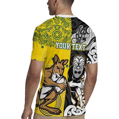 Aotearoa New Zealand and Australia Rugby Personalized Rugby Jersey Maori Koru and Aboriginal Dot Art Cultural Heritage
