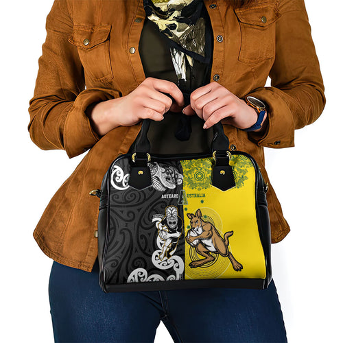 Aotearoa New Zealand and Australia Rugby Shoulder Handbag Maori Koru and Aboriginal Dot Art Cultural Heritage