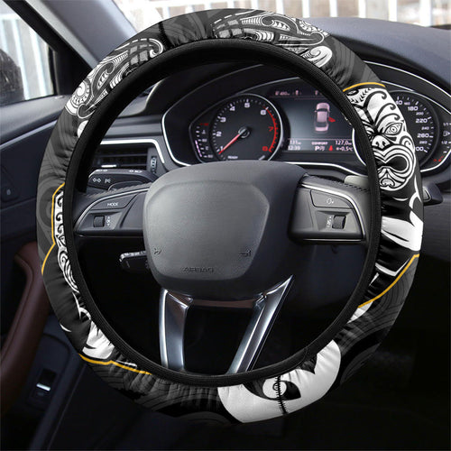 Aotearoa New Zealand and Australia Rugby Steering Wheel Cover Maori Koru and Aboriginal Dot Art Cultural Heritage
