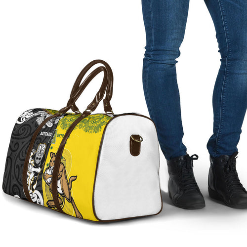 Aotearoa New Zealand and Australia Rugby Travel Bag Maori Koru and Aboriginal Dot Art Cultural Heritage