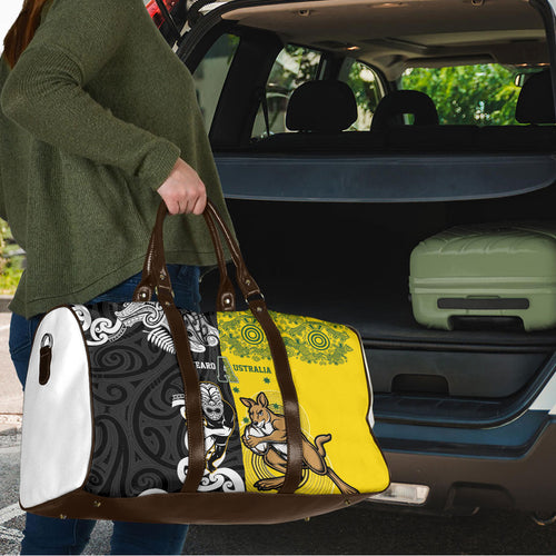 Aotearoa New Zealand and Australia Rugby Travel Bag Maori Koru and Aboriginal Dot Art Cultural Heritage