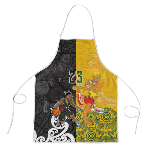 Aotearoa New Zealand And Australia Basketball Custom Apron Maori Tribal Tattoo And Aboriginal Dot Art Heritage