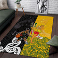 Aotearoa New Zealand And Australia Basketball Custom Area Rug Maori Tribal Tattoo And Aboriginal Dot Art Heritage