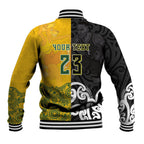 Aotearoa New Zealand And Australia Basketball Custom Baseball Jacket Maori Tribal Tattoo And Aboriginal Dot Art Heritage