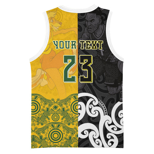 Aotearoa New Zealand And Australia Basketball Custom Basketball Jersey Maori Tribal Tattoo And Aboriginal Dot Art Heritage
