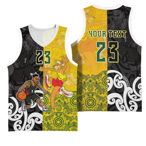 Aotearoa New Zealand And Australia Basketball Custom Basketball Jersey Maori Tribal Tattoo And Aboriginal Dot Art Heritage