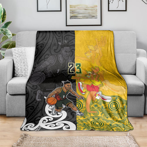 Aotearoa New Zealand And Australia Basketball Custom Blanket Maori Tribal Tattoo And Aboriginal Dot Art Heritage