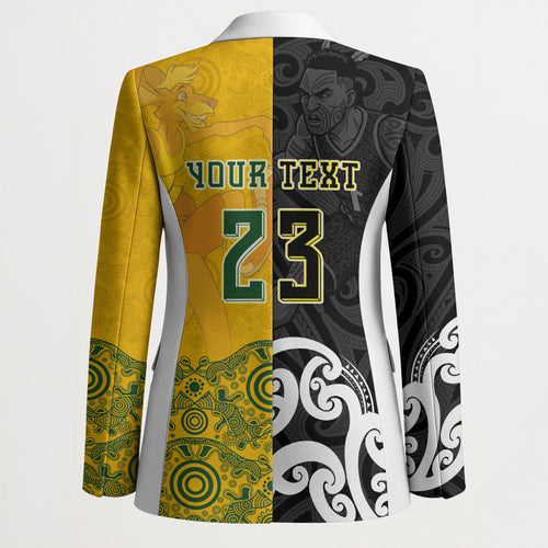 Aotearoa New Zealand And Australia Basketball Custom Blazer Maori Tribal Tattoo And Aboriginal Dot Art Heritage