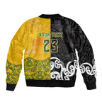 Aotearoa New Zealand And Australia Basketball Custom Bomber Jacket Maori Tribal Tattoo And Aboriginal Dot Art Heritage
