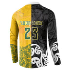 Aotearoa New Zealand And Australia Basketball Custom Button Sweatshirt Maori Tribal Tattoo And Aboriginal Dot Art Heritage