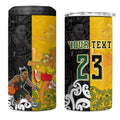 Aotearoa New Zealand And Australia Basketball Custom 4 in 1 Can Cooler Tumbler Maori Tribal Tattoo And Aboriginal Dot Art Heritage