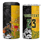 Aotearoa New Zealand And Australia Basketball Custom 4 in 1 Can Cooler Tumbler Maori Tribal Tattoo And Aboriginal Dot Art Heritage