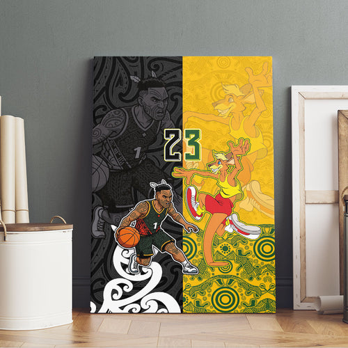 Aotearoa New Zealand And Australia Basketball Custom Canvas Wall Art Maori Tribal Tattoo And Aboriginal Dot Art Heritage