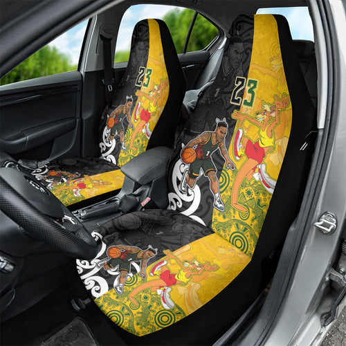 Aotearoa New Zealand And Australia Basketball Custom Car Seat Cover Maori Tribal Tattoo And Aboriginal Dot Art Heritage