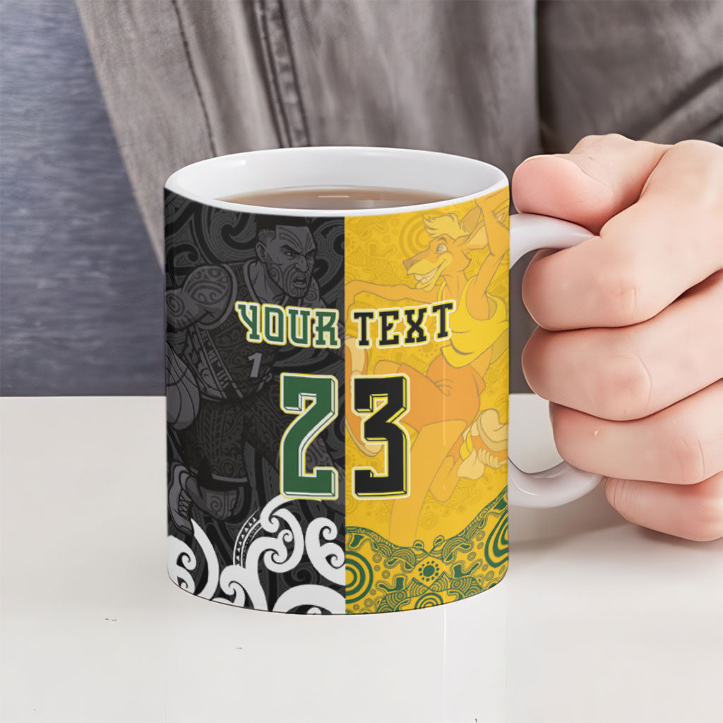Aotearoa New Zealand And Australia Basketball Custom Ceramic Mug Maori Tribal Tattoo And Aboriginal Dot Art Heritage