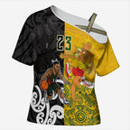 Aotearoa New Zealand And Australia Basketball Custom Cross Shoulder Shirt Maori Tribal Tattoo And Aboriginal Dot Art Heritage
