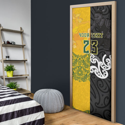 Aotearoa New Zealand And Australia Basketball Custom Door Cover Maori Tribal Tattoo And Aboriginal Dot Art Heritage