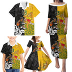 Aotearoa New Zealand And Australia Basketball Custom Family Matching Puletasi and Hawaiian Shirt Maori Tribal Tattoo And Aboriginal Dot Art Heritage